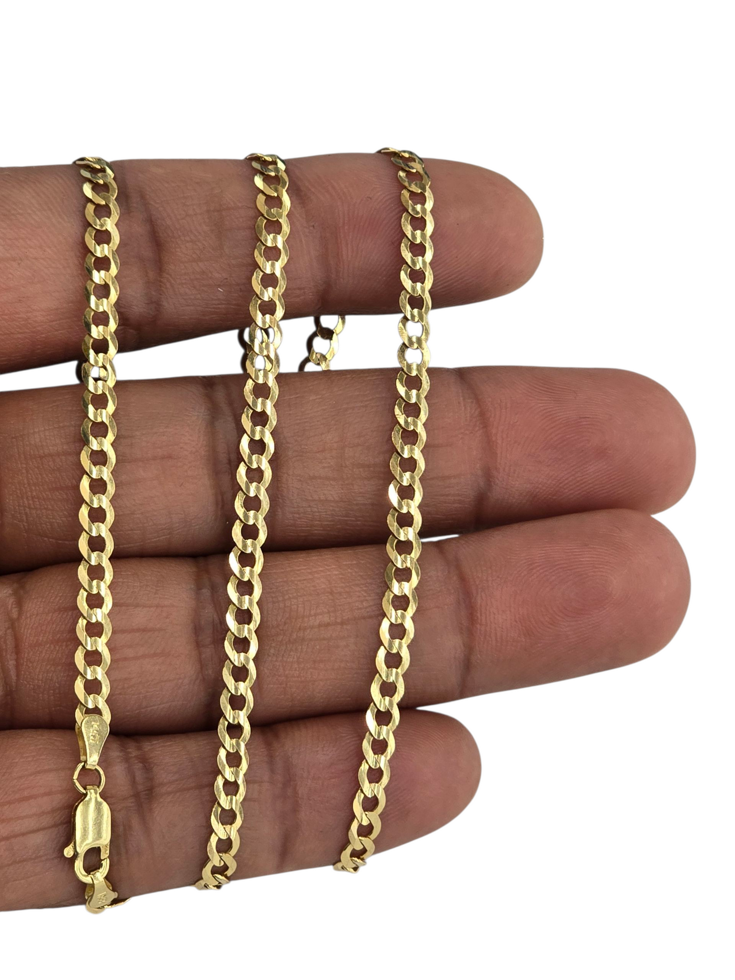 14KT REAL GOLD SOLID CUBAN CURB CHAIN 3.7 mm FOR MEN AND WOMEN