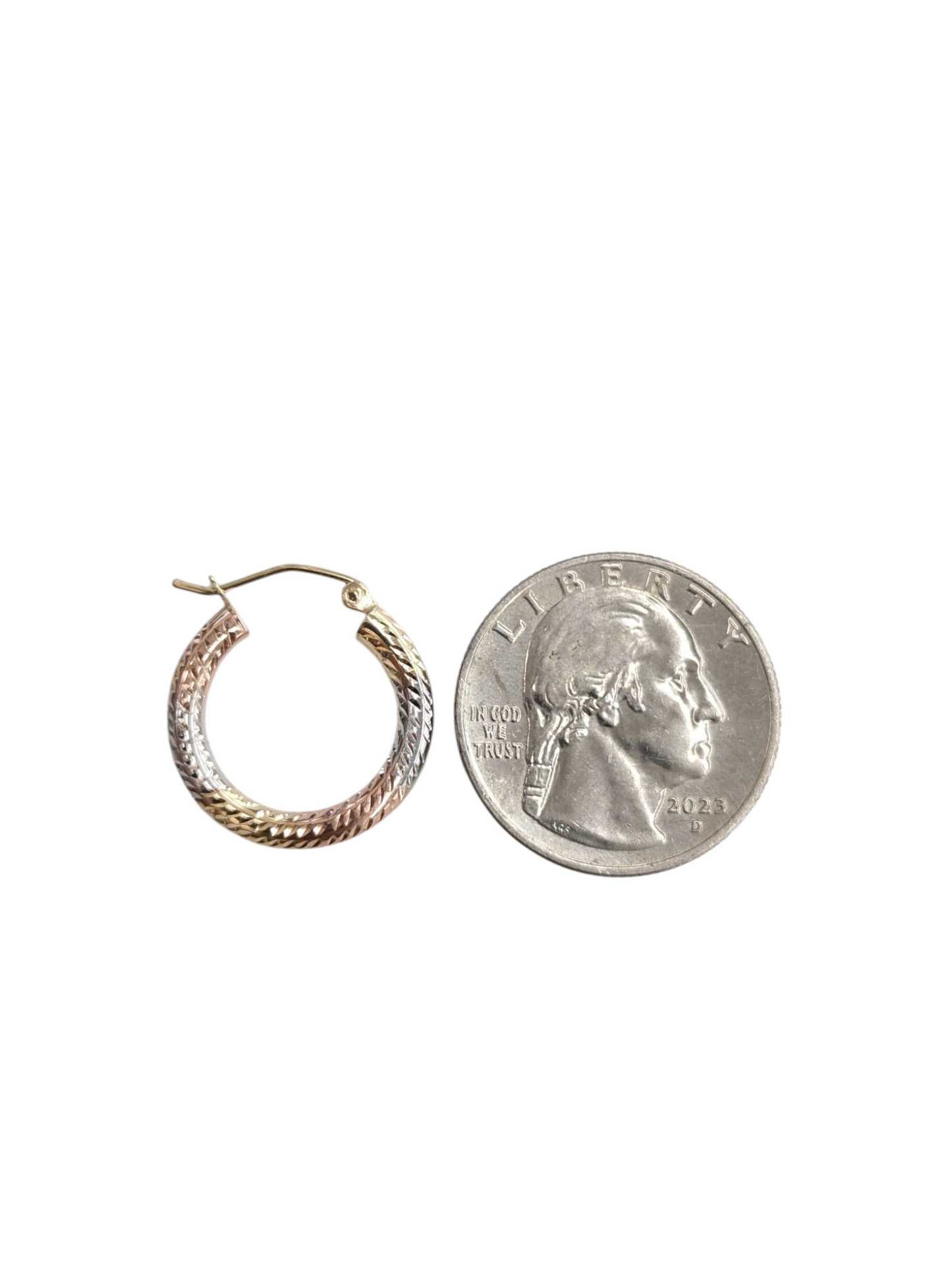 14KT REAL GOLD TRICOLOR HOOP EARRING