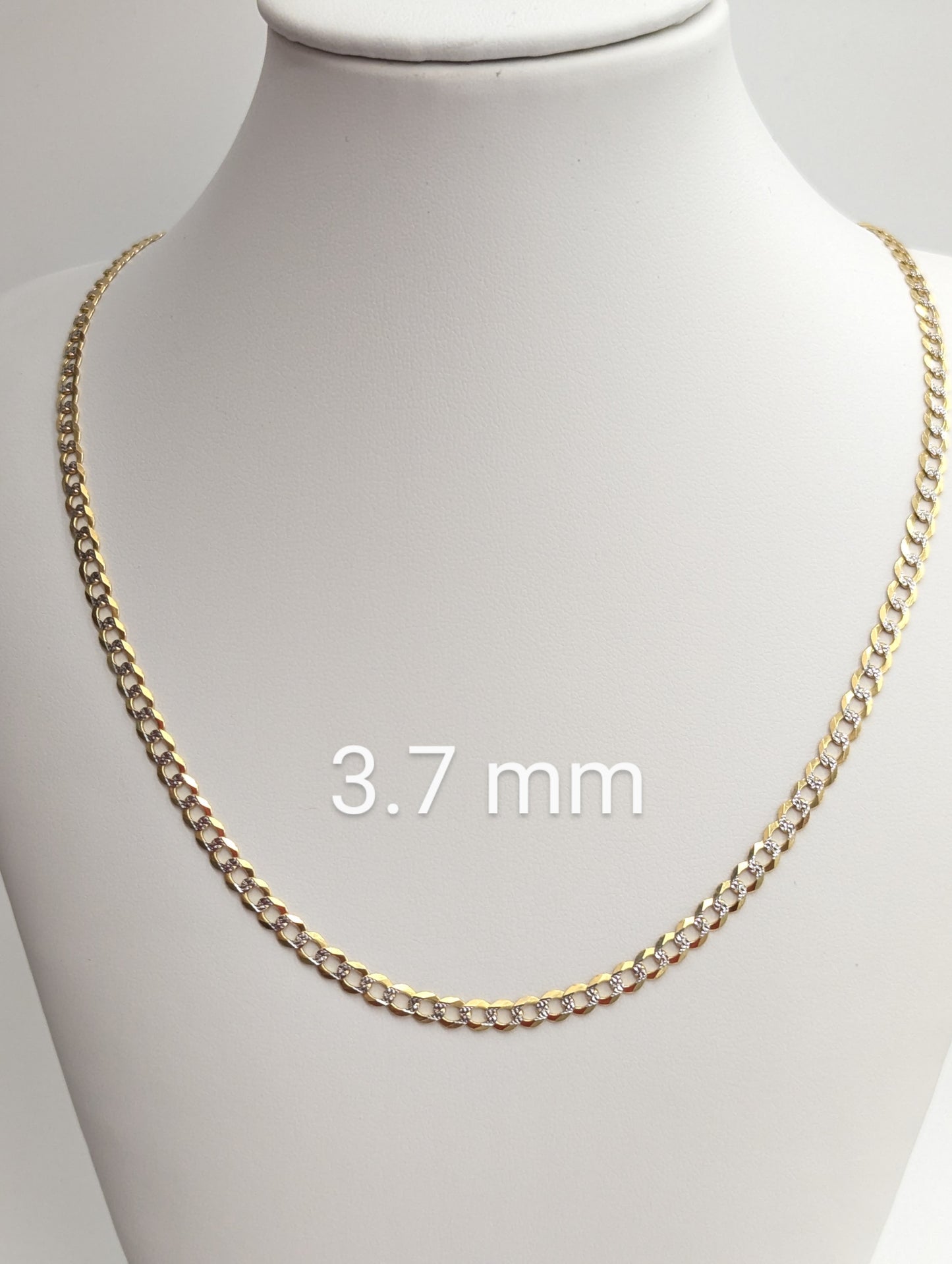 14KT REAL GOLD SOLID CUBAN CURB DIAMOND CUT CHAIN 3.7MM 4.7MM 5.7MM
