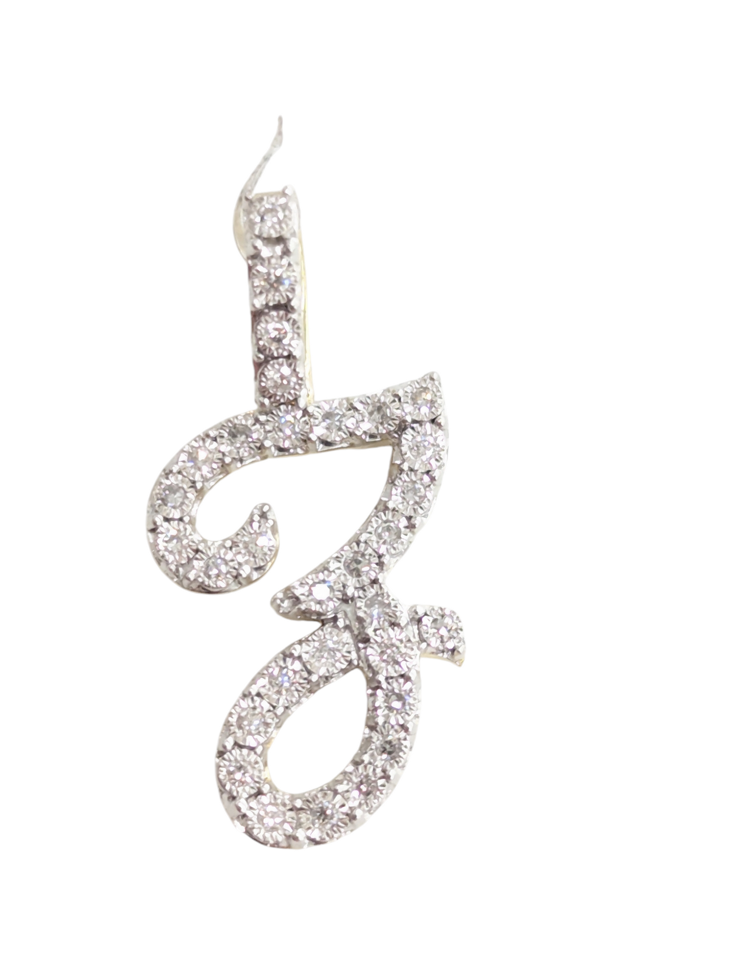 REAL DIAMOND 10KT GOLD CURSIVE LETTER A TO Z PENDANT
