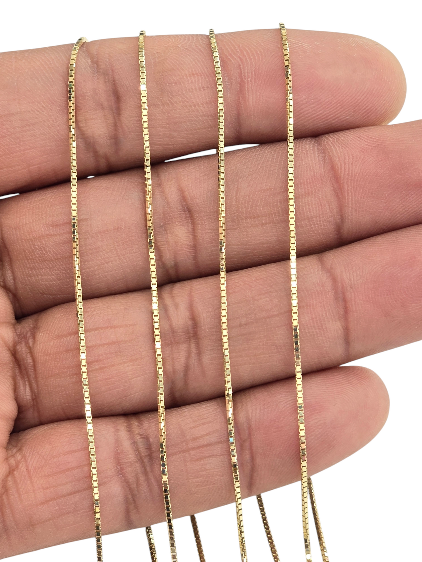 10KT SOLID GOLD BOX CHAIN 0.8 mm
