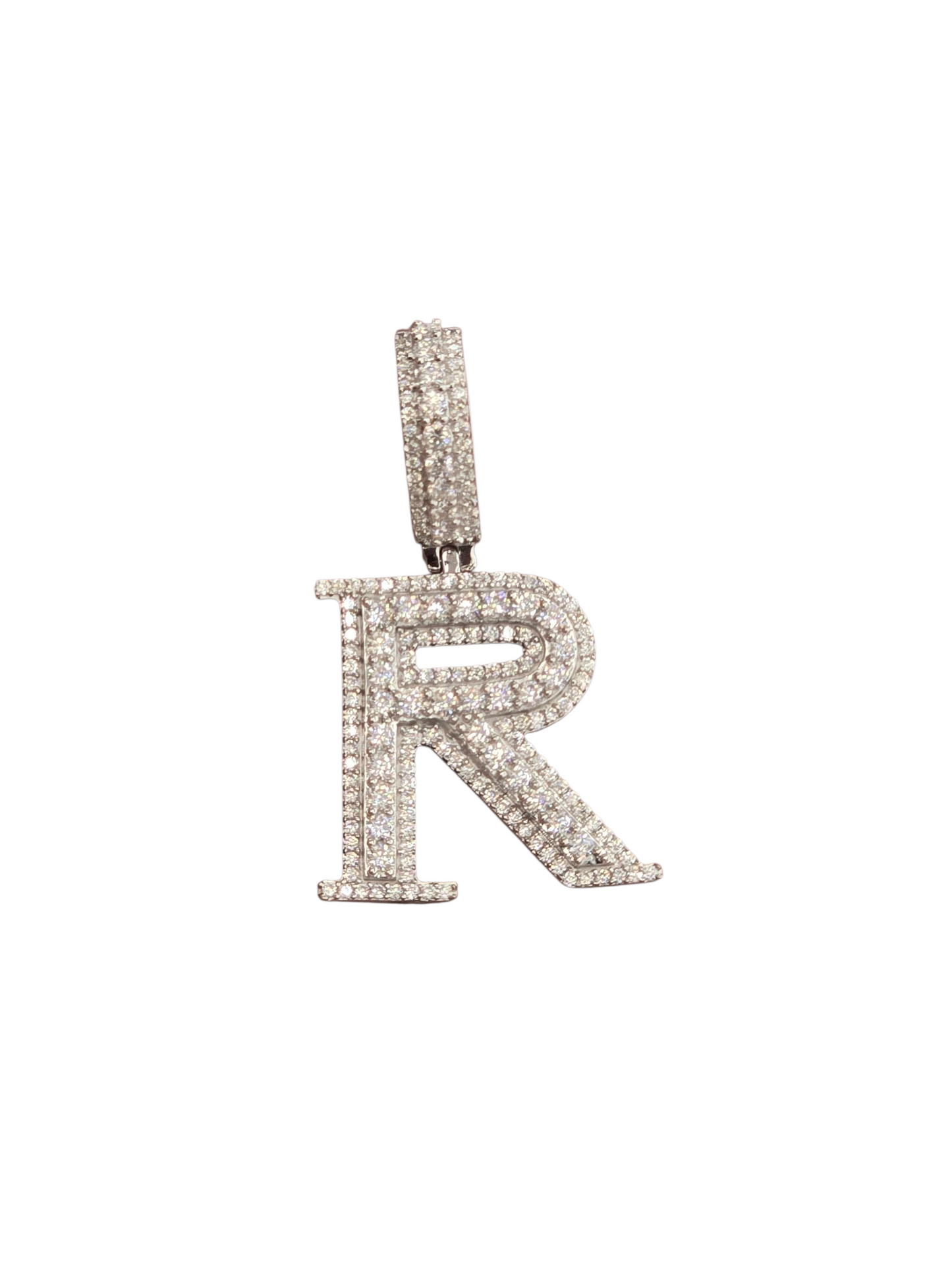 925 Sterling Silver Moissanite Diamond Initial A to Z Pendant