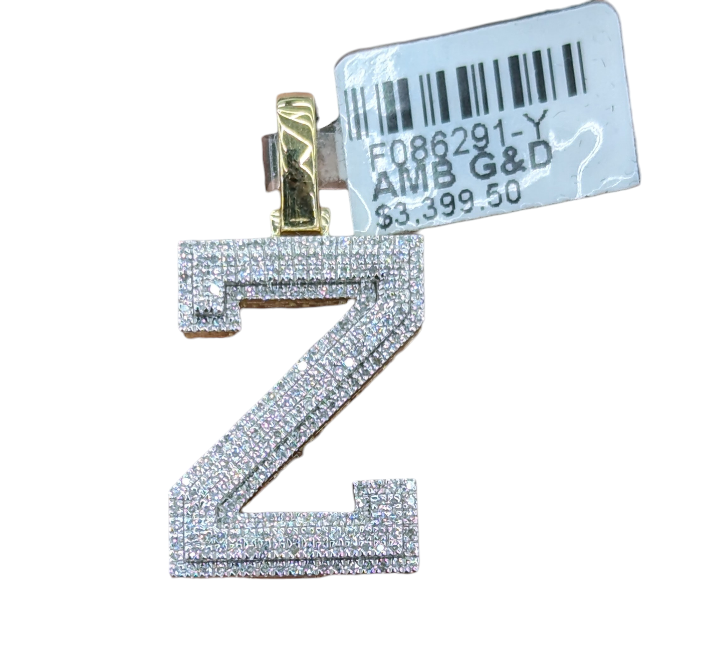 REAL DIAMOND 10KT GOLD BLOCK LETTER INITIAL A TO Z PENDANT