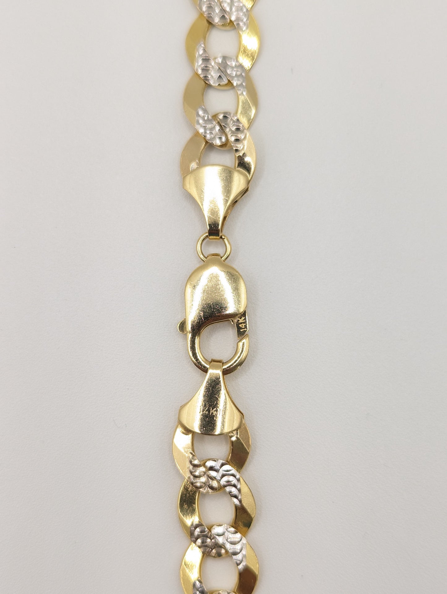 14KT REAL GOLD SOLID CUBAN CURB DIAMOND CUT CHAIN 11.3 MM