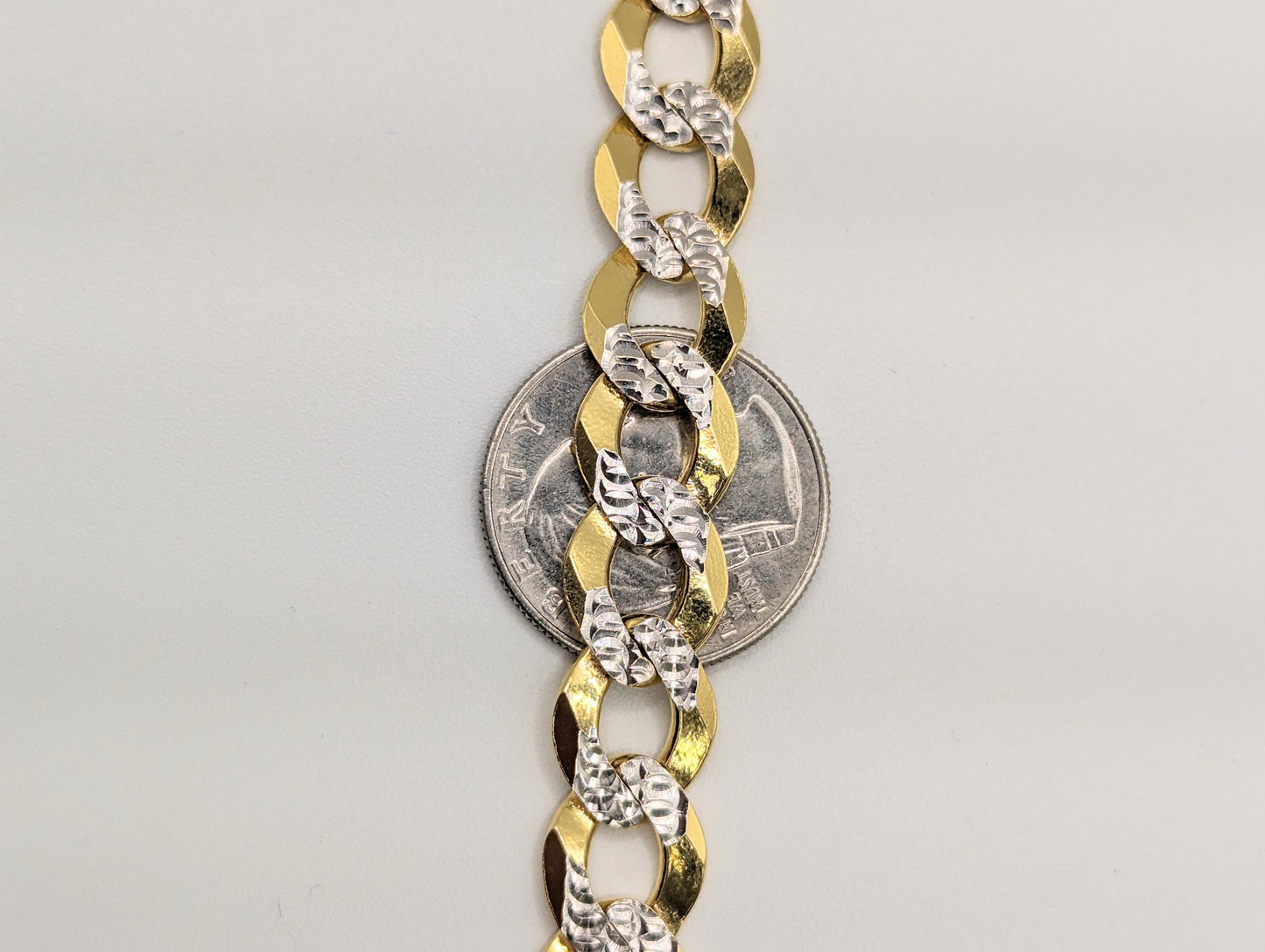 14KT REAL GOLD SOLID CUBAN CURB DIAMOND CUT CHAIN 11.3 MM