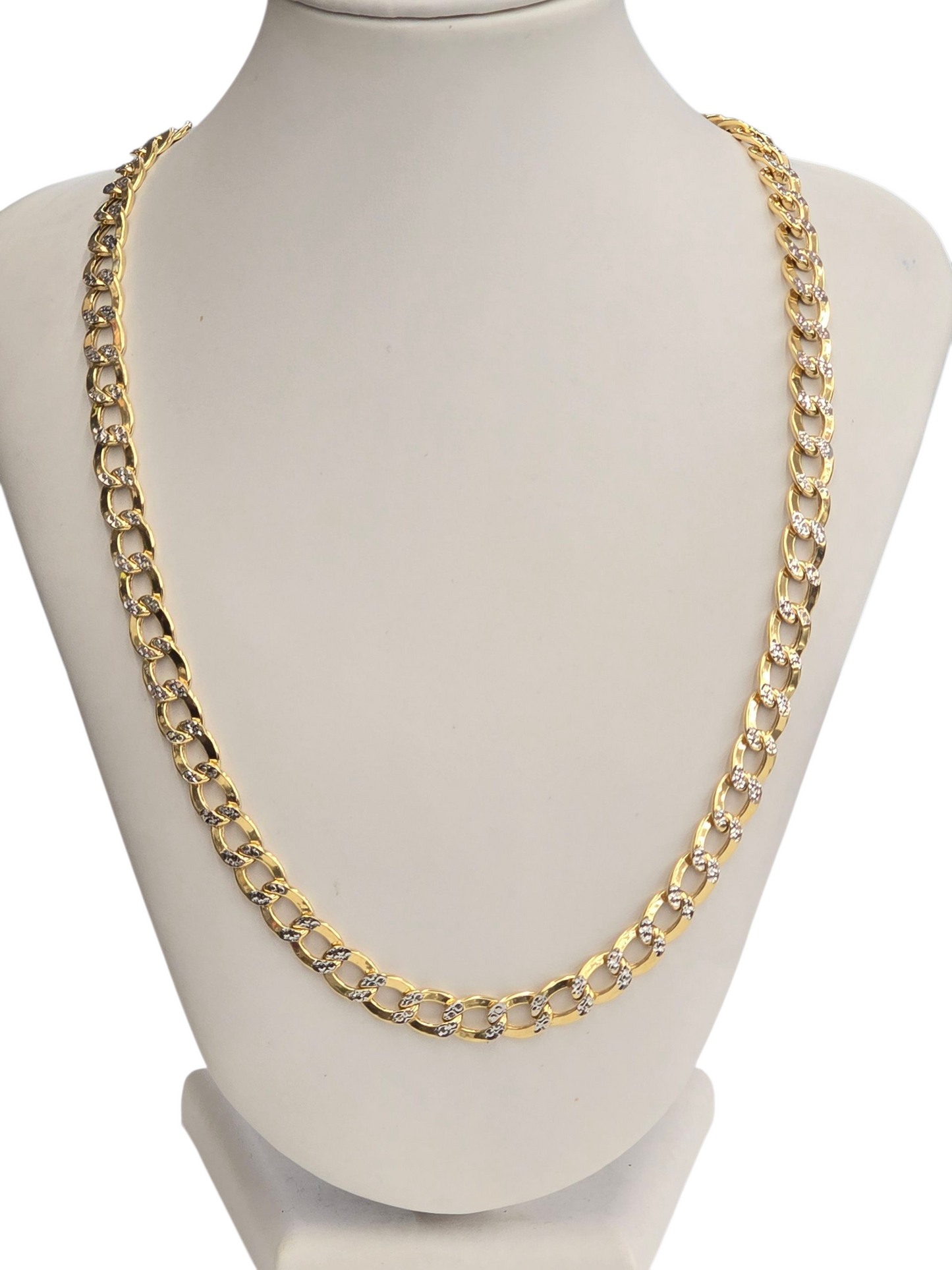 10KT REAL GOLD CUBAN CURB DIAMOND CUT CHAIN 7.5MM