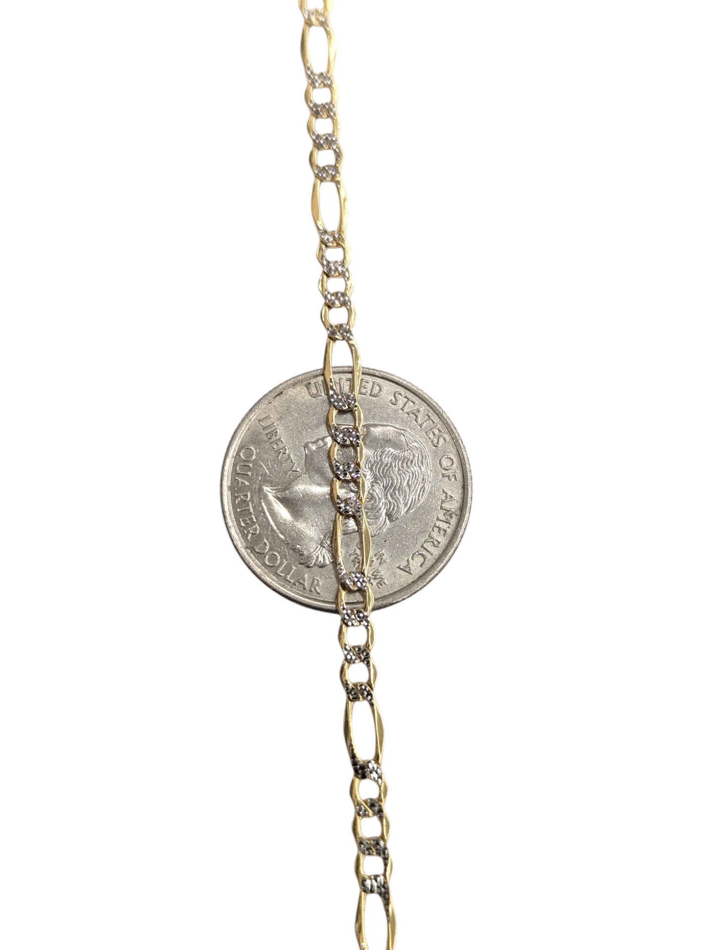 10KT REAL GOLD FIGARO DIAMOND CUT CHAIN 3.5MM