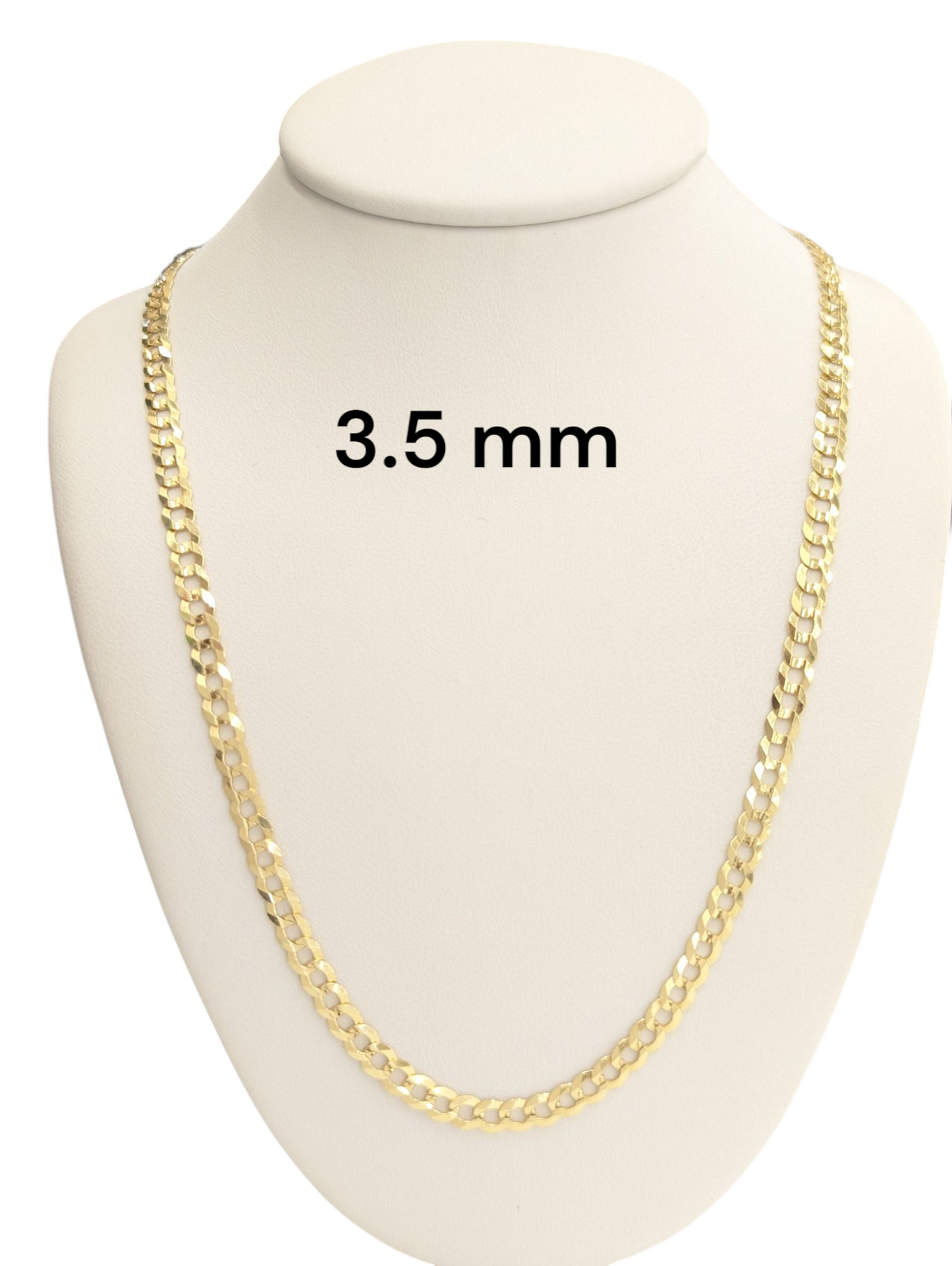 10kt REAL GOLD SOLID CUBAN CURB CHAIN 2.5 MM 3.6 MM FOR MEN AND WOMEN