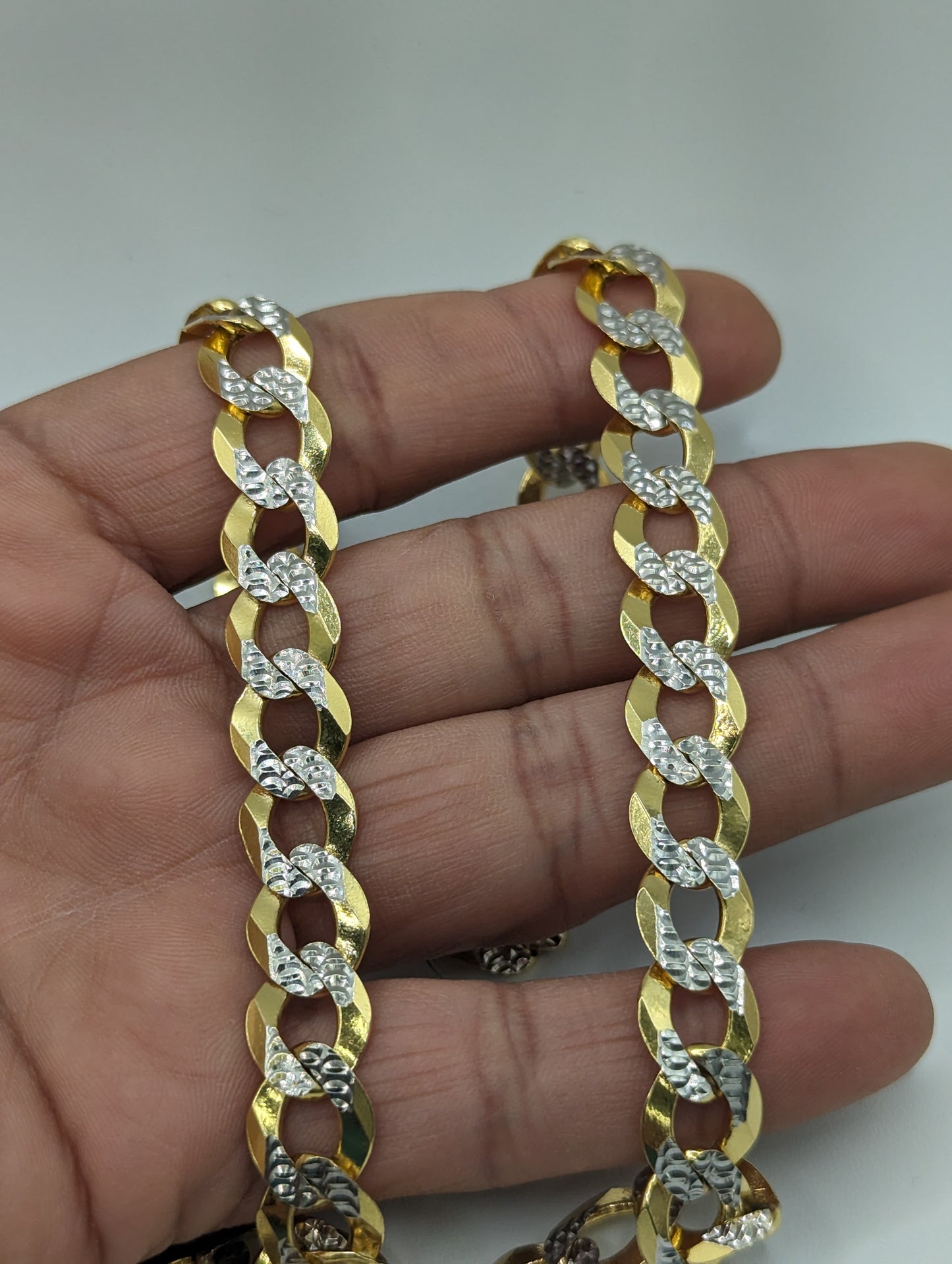 14KT REAL GOLD SOLID CUBAN CURB DIAMOND CUT CHAIN 11.3 MM