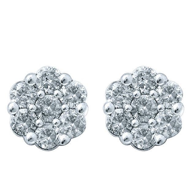 10KT 1.25-1.31CT D-FLOWER EARRINGS