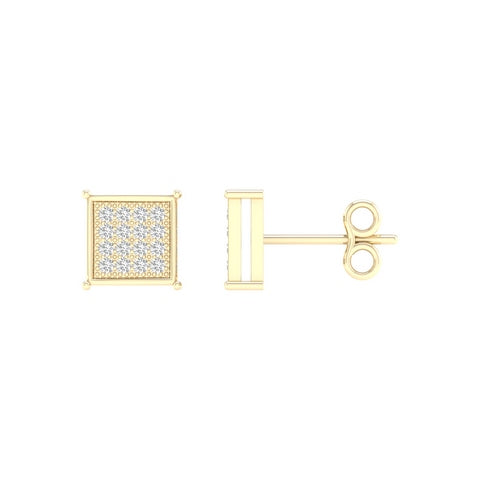 SPL PRICE 10KT 0.09- 0.10CT D-MICROPAVE  EARRINGS  &quot;SQUARE&quot;