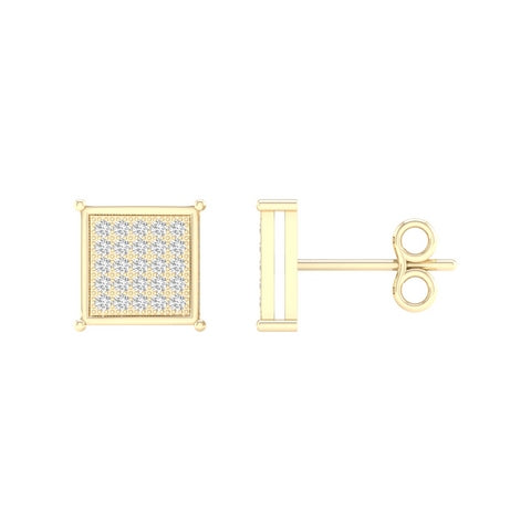 SPL PRICE 10KT 0.15CT D- MICROPAVE EARRINGS &quot;SQUARE&quot;