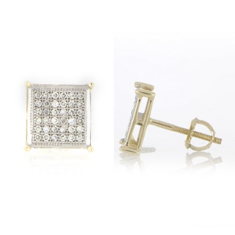 SPL PRICE 10KT 0.25CT D-MICROPAVE EARRINGS &quot;SQUARE&quot;