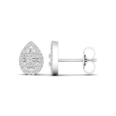 CLOSEOUT 10KT 0.25CT D-BAGUETTES EARRINGS &quot;PEAR&quot;