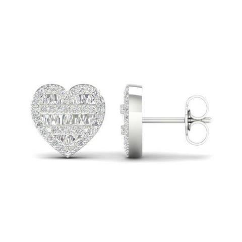 CLOSEOUT 10KT 0.42CT D-BAGUETTE EARRINGS &quot;HEART&quot;