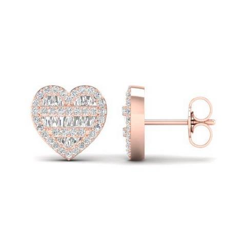 CLOSEOUT 10KT 0.42-0.50CT D-BAGUETTE EARRINGS &quot;HEART&quot;