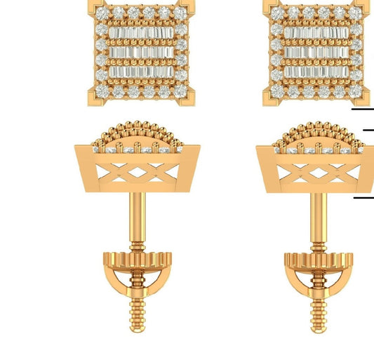 CLOSEOUT: 10 KT 0.52-0.54 CT D-BAGUETTE EARRINGS