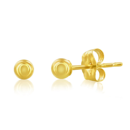 14K YELLOW GOLD, 3MM POLISHED BALL STUD EARRING