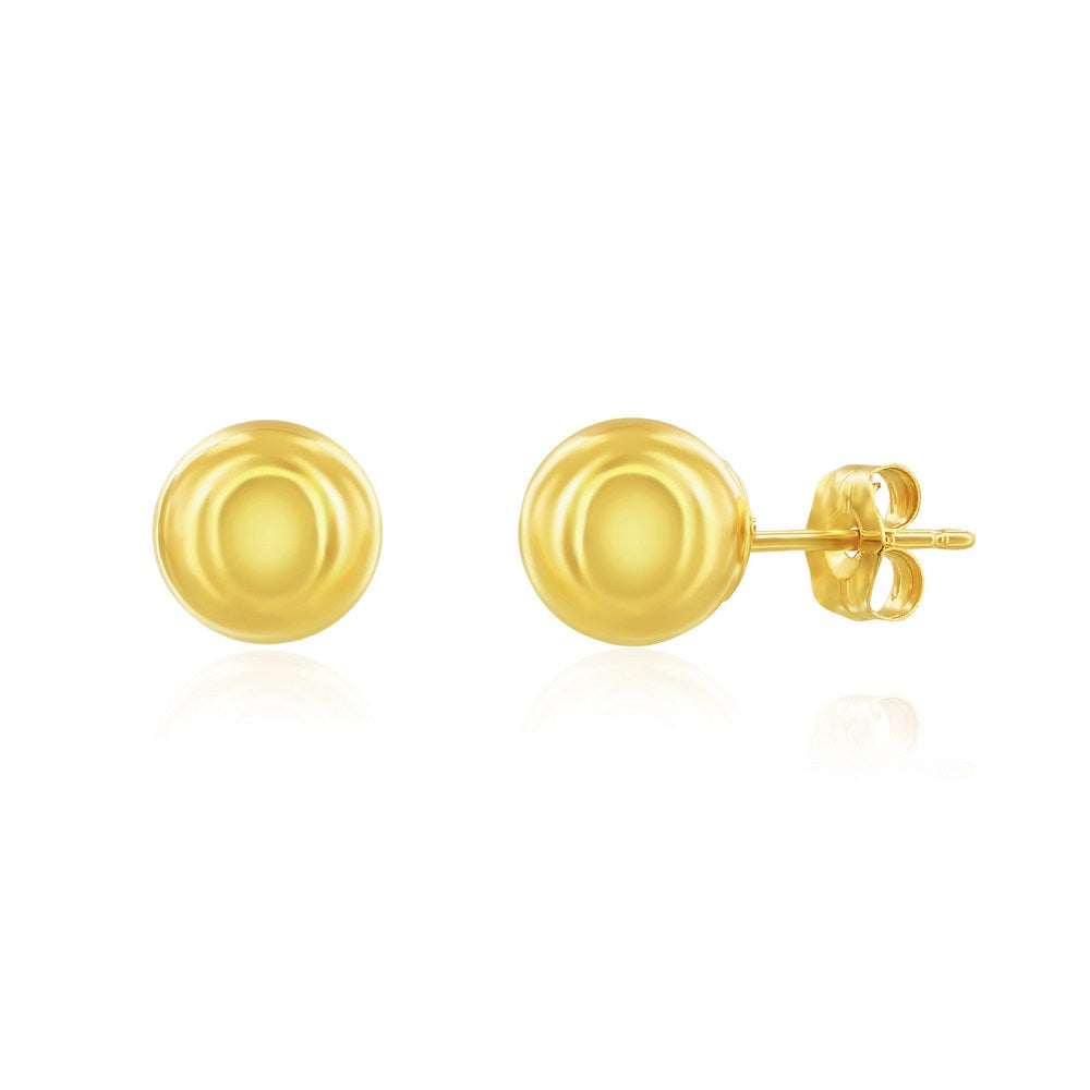 14K YELLOW GOLD, 6MM POLISHED BALL STUDS