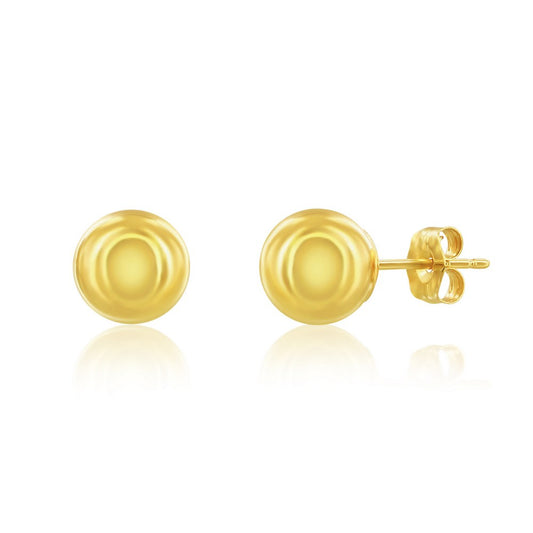 14K Yellow Gold, 7mm Polished Ball Studs