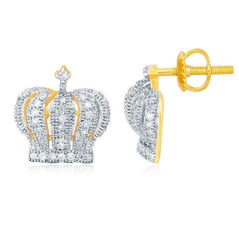 CLOSEOUT: 10 KT 0.25 CT D-MICROPAVE EARRINGS &quot; CROWN &quot;