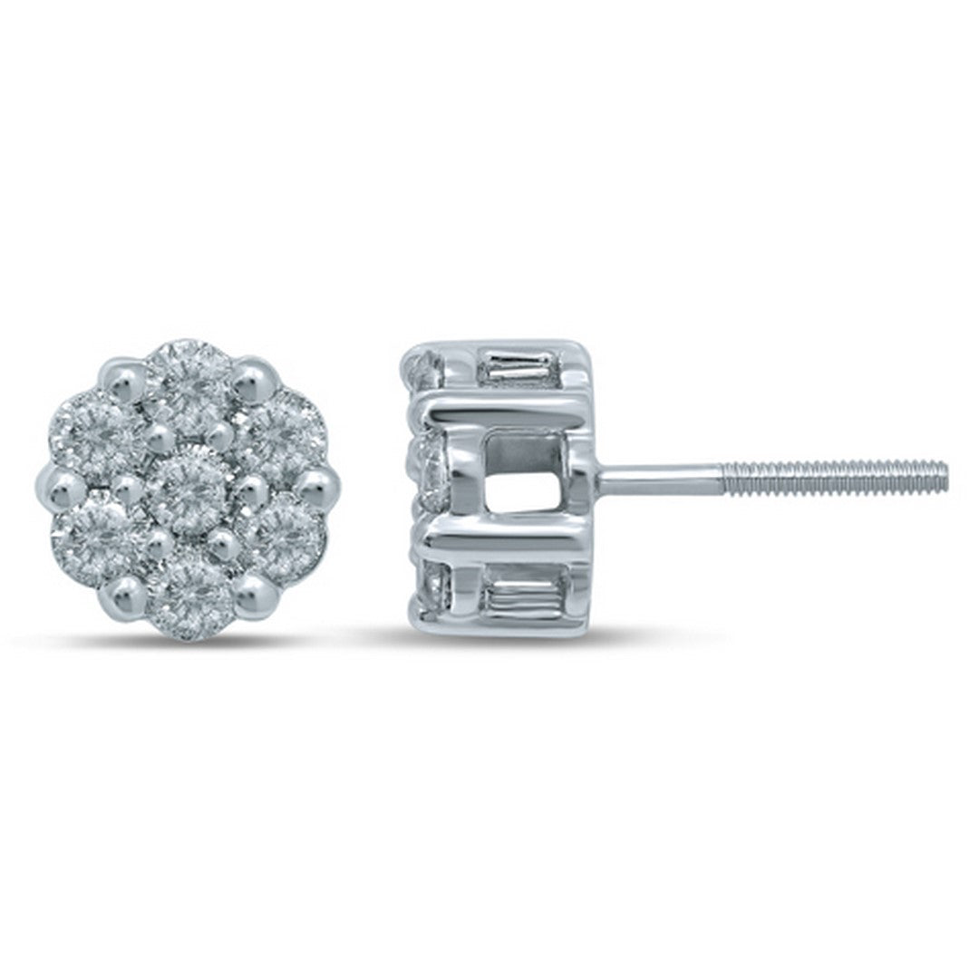 10KT 0.98-1.02CT D-FLOWER EARRINGS