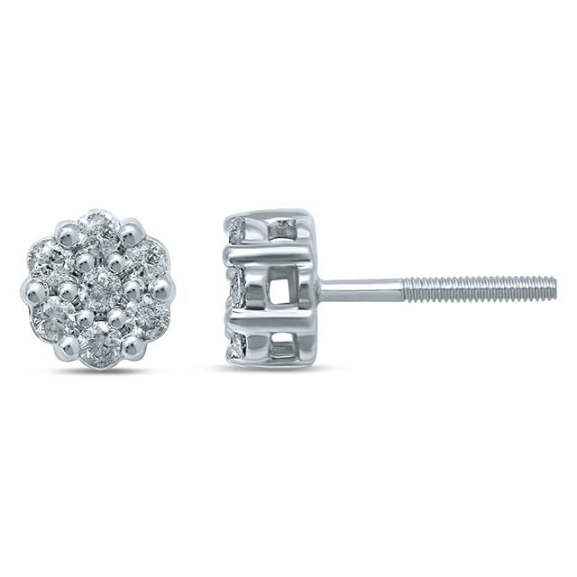 10KT 0.32-0.36CT D-FLOWER EARRINGS