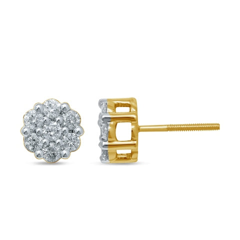 10KT 0.73-0.80CT D-FLOWER EARRINGS