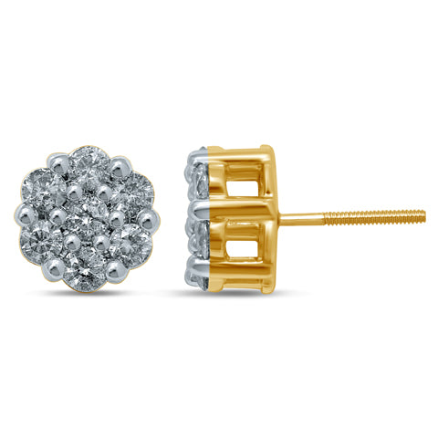 10KT 1.48-1.54CT D- FLOWER EARRINGS