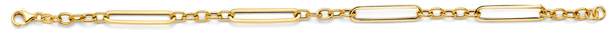 14K REAL GOLD FANCY PAPERCLIP BRACELET FOR WOMEN