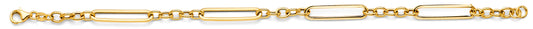 14K REAL GOLD FANCY PAPERCLIP BRACELET FOR WOMEN