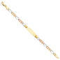 14KT REAL GOLD TRICOLOR FIGARO LINK BABY ID BRACELET