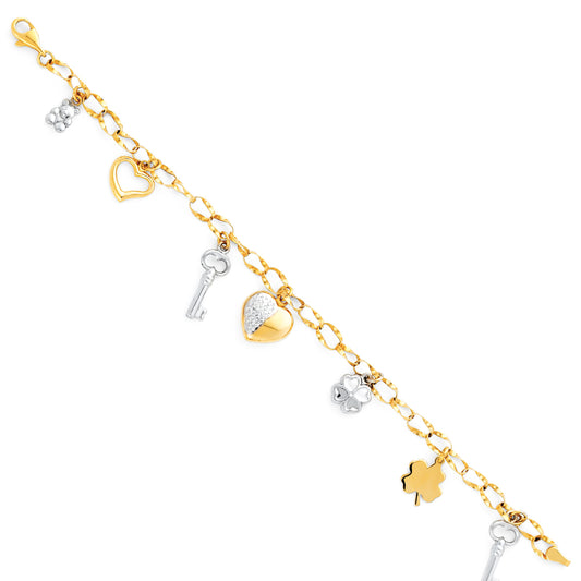 14KT REAL GOLD FANCY BRACELET DUO COLOR