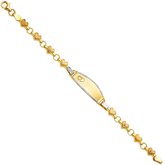 14KT REAL GOLD TWO-TONE FANCY ID BRACELET