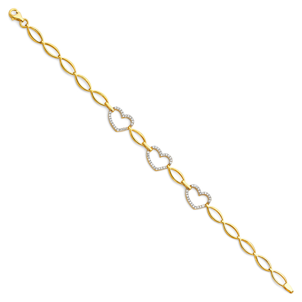 14KT REAL GOLD FANCY CZ BRACELET