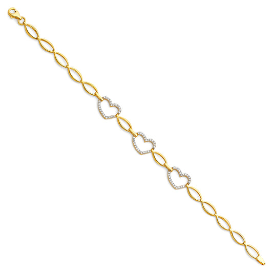 14KT REAL GOLD FANCY CZ BRACELET