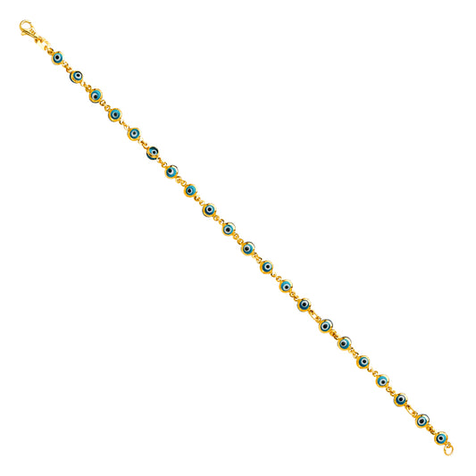 14KT REAL GOLD EVIL EYE BRACELET