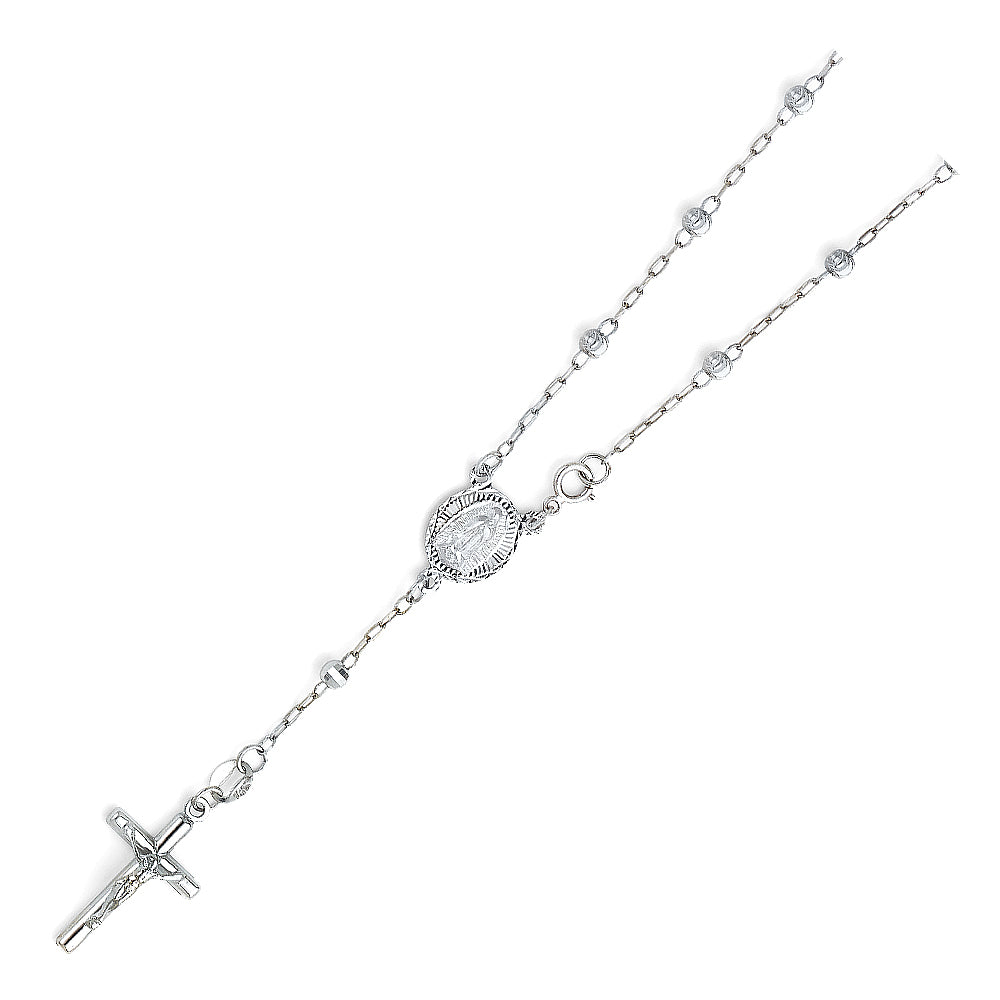 14KT REAL WHITE GOLD ROSARY BRACELET