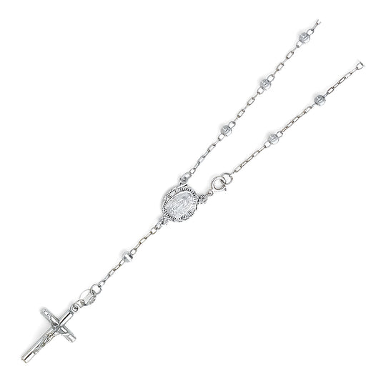 14KT REAL WHITE GOLD ROSARY BRACELET