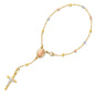 14KT REAL GOLD TRICOLOR ROSARY BRACELET