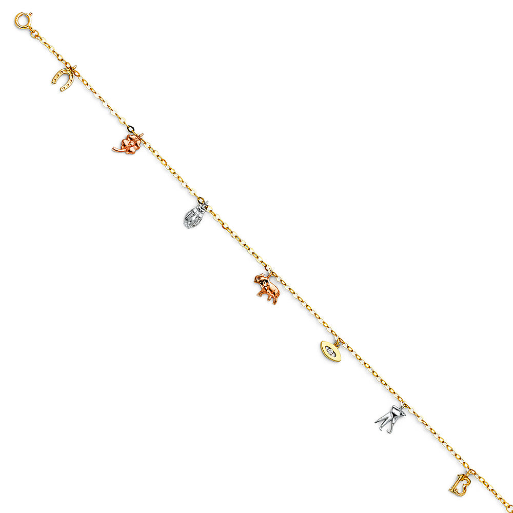14KT REAL GOLD CHARM BRACELET