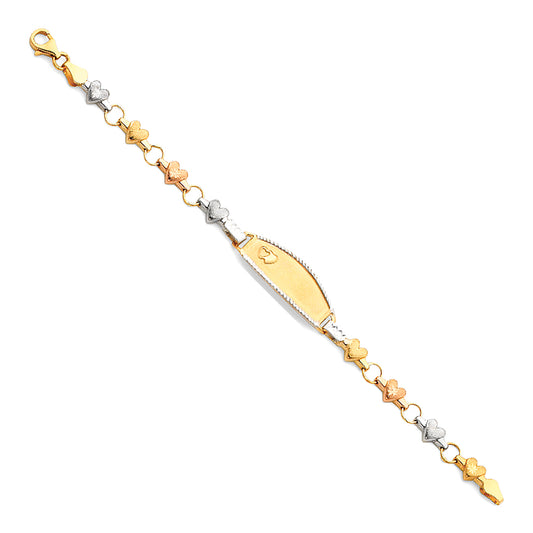 14KT REAL GOLD TRICOLOR BABY GIRL ID BRACELET