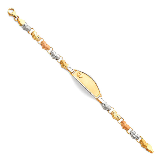 14KT REAL GOLD TRICOLOR FANCY ID BRACELET