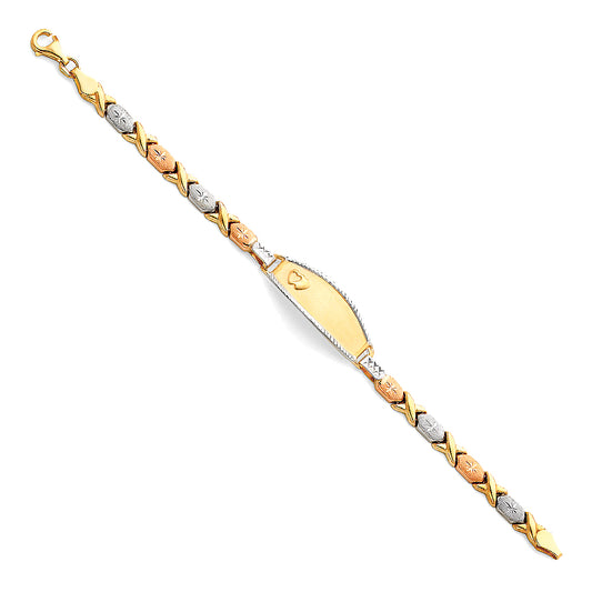 14KT REAL GOLD TRICOLOR FANCY ID BRACELET