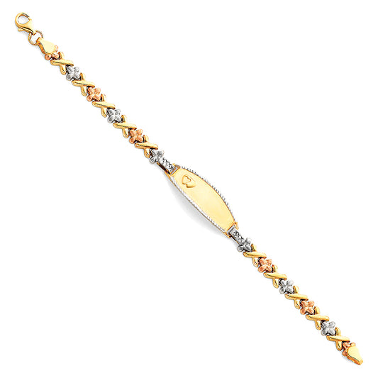 14KT REAL GOLD FANCY LINK ID BRACELET