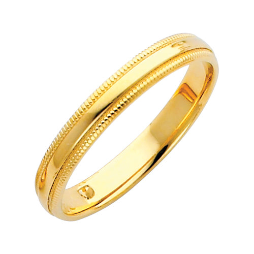 14KT REAL GOLD MILGRAIN WEDDING BAND 3MM
