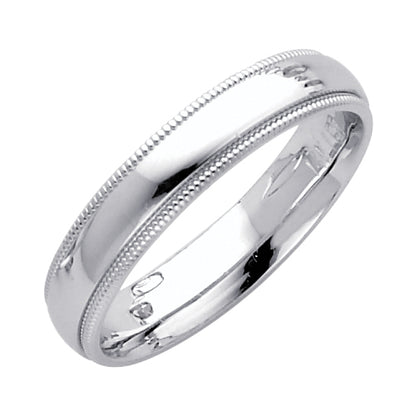 14KT REAL GOLD MILGRAIN WEDDING BAND 4MM