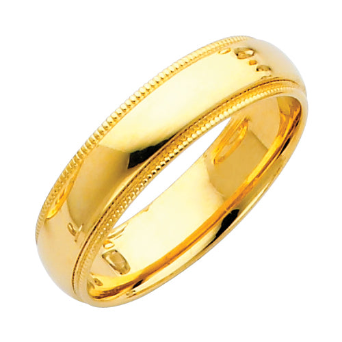 14KT REAL GOLD MILGRAIN WEDDING BAND 5MM