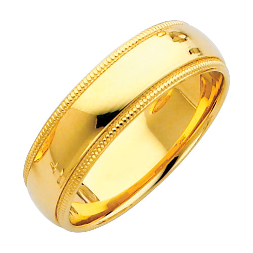14KT REAL GOLD MILGRAIN WEDDING BAND 6MM