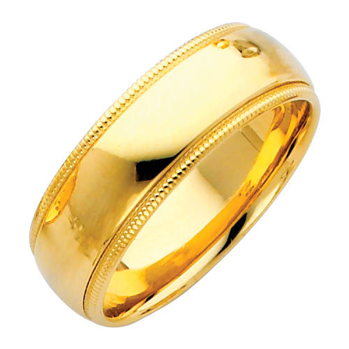 14KT REAL GOLD MILGRAIN WEDDING BAND 7MM